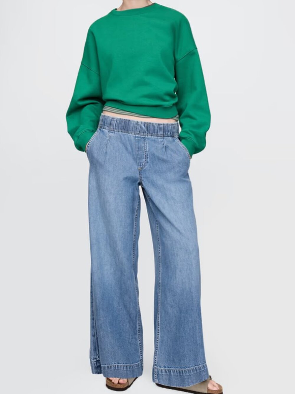 Gap High Rise Wide-Leg Pants M Petite Medium Indigo